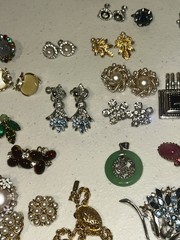 Vintage Jewelry Lot Mixed Estate 1950s+ Silver Jade Pearls Rings Earrings