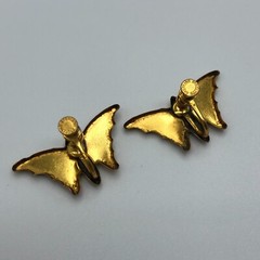 Vintage Butterfly Earrings Gold Tone Sterling Silver Hand Painted Clip On