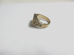 VTG PHOENIX ENGRAVING VIKING STYLE BRASS SIGNET RING – SZ 13