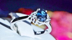 14k white gold sz 7.75 ring 1.00ct natural, treated sapphire diamond 3.30g N3397