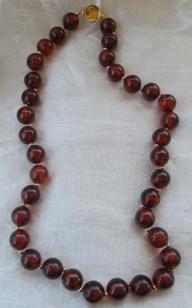 Tested Amber Beads Round 29” Necklace w/Spacers 110 grams