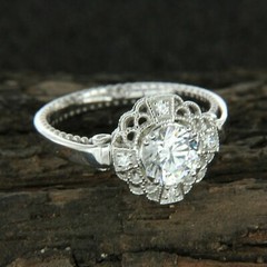 1930s Vintage Art Deco Lab Created Diamond Engagement Wedding 925 Silver Ring