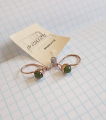 Vintage Earrings natural Nephrite Stones Gilt Sterling Silver 925 Women Jewelry