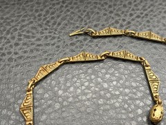 Vintage Art Deco Faux Amethyst Glass Gold Tone Ornate Chain Statement Necklace