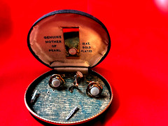 Vintage Men’s Cuff Links and Tie Bar 18KT Gold Plated