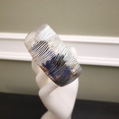 VicenzaSilver bracelet JCM 925 sterling silver textured cuff hinged 6.75 in fit