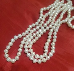 Vtg 64in Continuous Freshwater Pearl Necklace White Rope Strand Knotted 107g