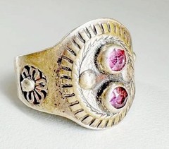 Vintage ring ,made in the USSR , 875 silver,gold plated,ruby ​​/ Size – 8 / USSR