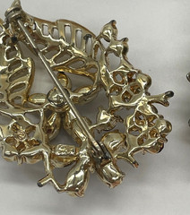 VTG Flower Brooches lot 8 Art Lisner BSK W Germany celluloid enamel rhinestone