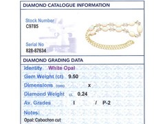 9.50Ct White Opal and 0.24Ct Diamond 15k Yellow Gold Necklace / Bracelet Set
