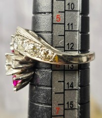 Vintage GOTHIC Kinsley & Sons Inc. 14K White Gold Diamond Ruby Ring 1940s Rare