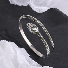 Women Bracelet Retro Snake Punk Elegant 925 Sterling Silver Cuff Vintage Bangle