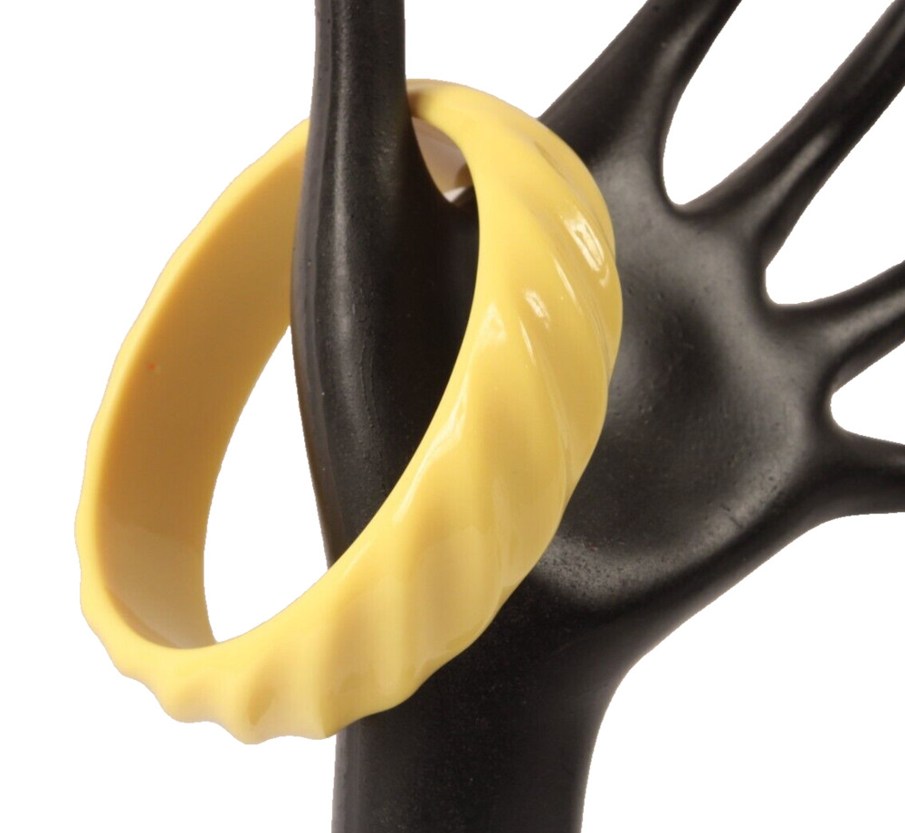 Vintage Bangle Bracelet Yellow with Twists 2.5 Inches Diameter