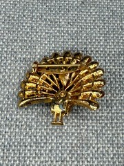 Vintage Brooch Peacock Multicolor Rhinestones Gold Tone Bird 1.5 Inches