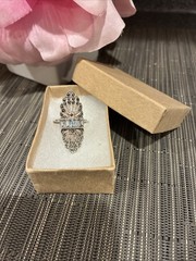 Vintage Art Deco Marcasite Crystal Sterling Silver Ring Size 8.5