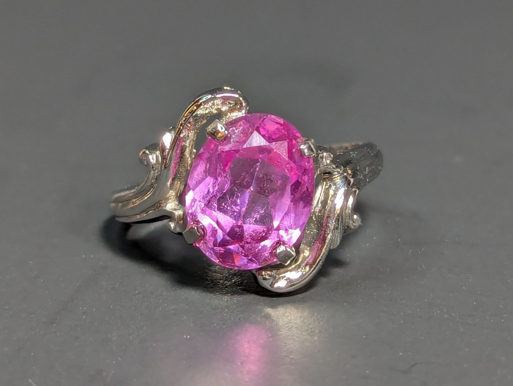 Vintage Clark & Coombs Sterling Silver Pink Topaz Ring Size 5.75