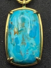 JTV Gold Tone Long Turquoise Pendant Necklace Silver 925