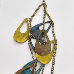 Boho Multicolor Teardrop Fringe Bib Statement Layered Necklace Gold Tone Chain