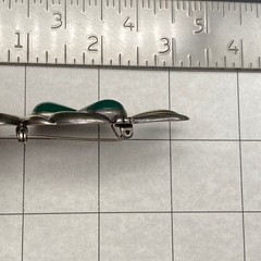 Vintage Mexico Green Onyx Sterling Silver Pin Brooch