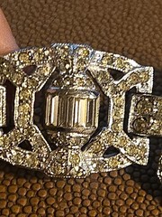 Vintage Art Deco Revival Rhodium Plated Rhinestone Bracelet – Baguette Round 7′