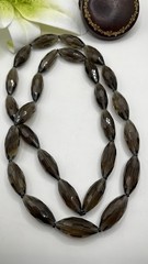 Vintage Art Deco Smoky Quartz Stone Faceted Long Bead Necklace 30”L
