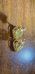 1/20 14K GF Opal Heart Post Earrings, Vintage