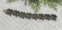 Vintage Unbranded 1950’s Leaf Leaves SILVER Tone Heavy BRACELET 7”