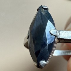 Vintage Sterling Silver Black Stone Ring Size 7.5 Signed (Po Ho Co)