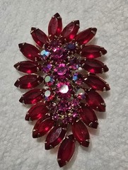 Vintage Juliana Costume Jewerly Ruby Color And Matching Earrings