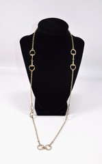 Gold Tone Link Necklace with Large Gold Tone Connecters 32″ No Clasp