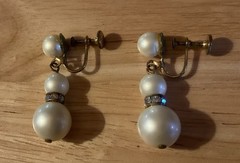 Three Tier Vintage Faux Pearl Dangling Earrings