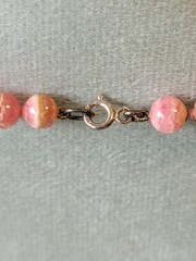 Vintage Genuine Rhodochrosite Bead Pearl Knotted Necklace