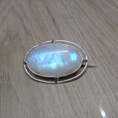 Natural Moonstone 925 Sterling Silver Brooch, Scarf Pin , Brooches For Women