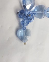 Vintage Beaded Necklace Light Blue Faceted Beads Hearts Magnetic Clasp Jewelry