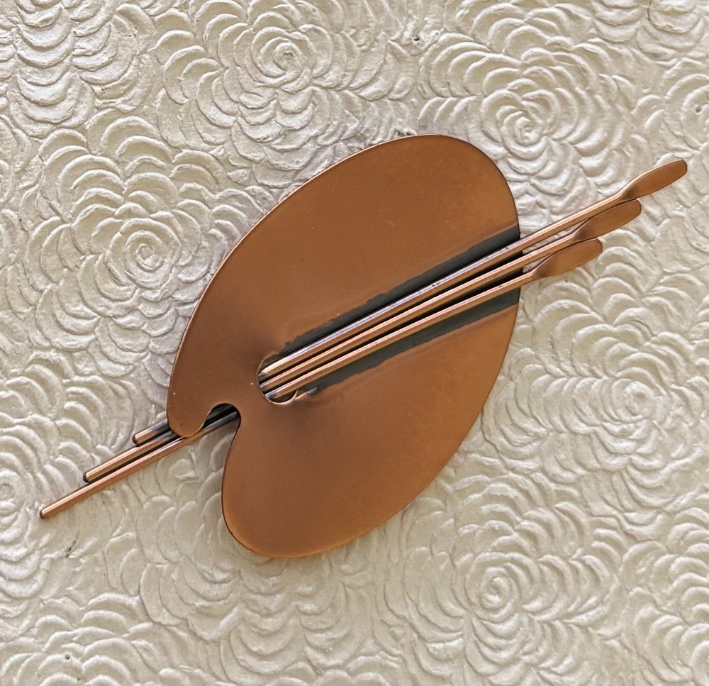 Vintage signed RENOIR copper artist palette brooch pin