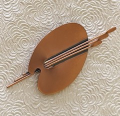 Vintage signed RENOIR copper artist palette brooch pin