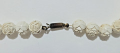 Art Deco Celluloid Rose Bud 1930s Necklace Carved Antique 16″ Long MCM