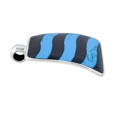 Vintage Sterling Silver 925 Onyx and Dyed Howlite Pendant