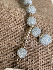 Vintage Marked Japan Necklace Acrylic Sugar Beads Frosted Blue Aurora 3 Strand