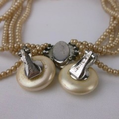 Vintage Marvella Pearl Necklace & Earrings Set 16″ LOOK READ DESCRIPTION
