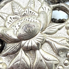 Vintage Chinese Lotus Pendant Necklace Semi Precious Stone Bead Amulet Statement