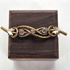 Vintage Clear Rhinestone Bar Brooch Gold Tone C Clasp Open Back Art Deco Style