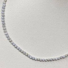 Dainty Stone Necklace White Opaque Gemstone Mini Bead 4.2mm Collar Chakra 19″