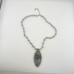 Lucas Lameth Necklace Pearl Quartz Hematite Sterling Silver Gray Neutral JTV 925