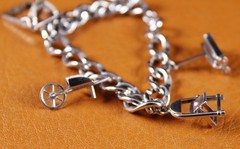Vintage Mixed Theme Oval Link Curb Charm Bracelet 5 Charms Sterling Silver 6 3/4