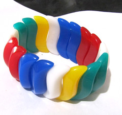 Vintage colorful elastic bracelet,small,red blue yellow green white