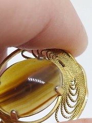 Vintage Art Deco Style Agate Filigree Clip-On Earrings 1/20 12K JJJ Signed