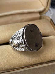 Vintage Uncas 925 Sterling Silver Blank Signet Ring Full Double Eagles Sz 8.25