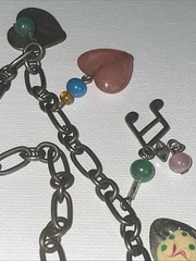 Vintage Glass Heart Music Ballerina Dangle Charm Necklace 28 In