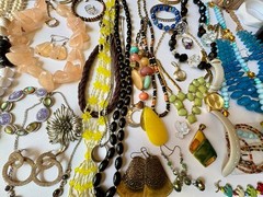 Estate Jewelry Lot Chunky Necklaces Earrings Wearable Rings Brooch VTG-now 45+